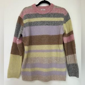 Acne Studios Multicolor Striped Oversized Wool-Blend Crewneck Sweater Size XXS